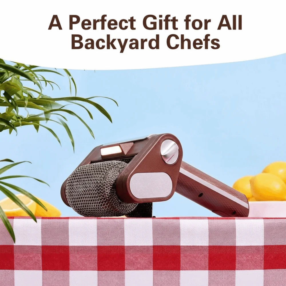 Rechargeable Electric Grill Cleaner Stainless Steel Detachable Roller Grill Cleaner Brush with LED Light Barbecue Cleaner Tools