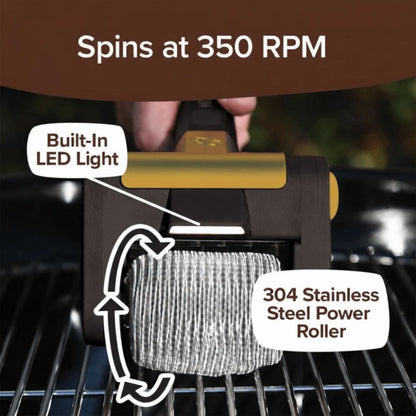 Rechargeable Electric Grill Cleaner Stainless Steel Detachable Roller Grill Cleaner Brush with LED Light Barbecue Cleaner Tools